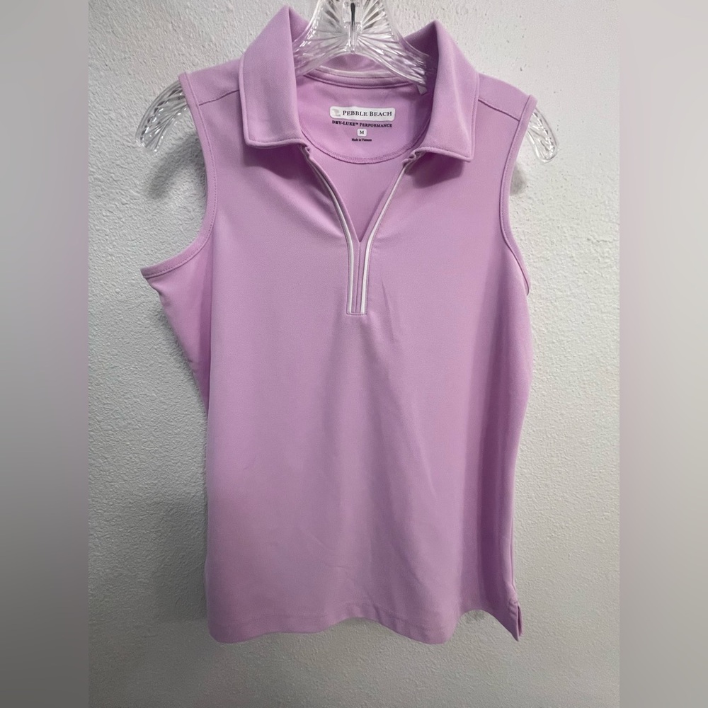 Pebble Beach Sleeveless Polo Top - Light Purple